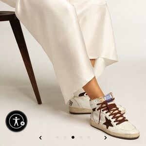 NWT Golden Goose White, Beige and Chocolate Sneakers with Vintage Design 38